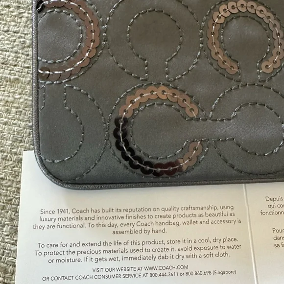 Coach Gray Pop Art Sequin & Satin Clutch or Wristlet. - Picture 8 of 16